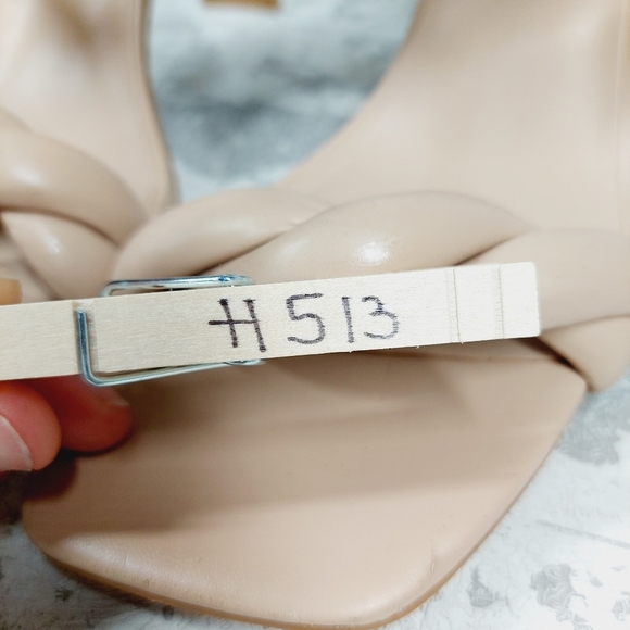 New Open Edit Remmy Twisted Strap Beige Square Toe Heeled Sandals H513 - Picture 15 of 15